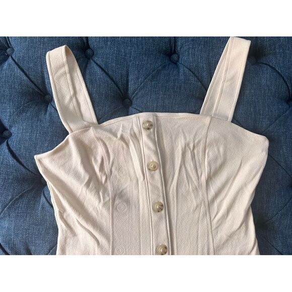 NEW Anthropologie Maeve Square-Neck Ivory Mini Flounce Dress Medium or Large - Picture 6 of 9